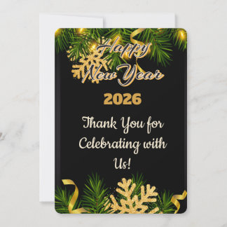 Elegante Tarjeta de Agradecimiento de Año Nuevo Ne