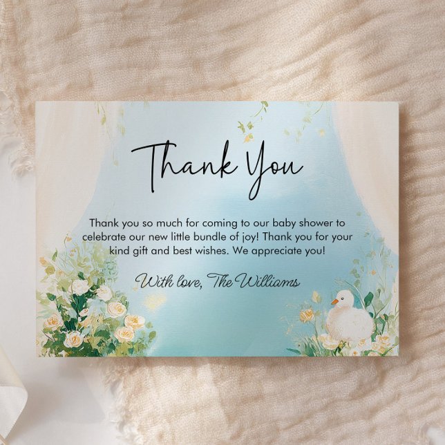 Elegante Tarjeta de agradecimiento de Baby Shower  (Swan Baby Shower Thank You Card)