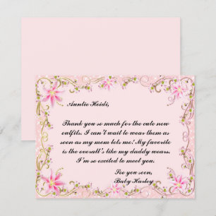 Elegante tarjeta de agradecimiento de Baby Shower 