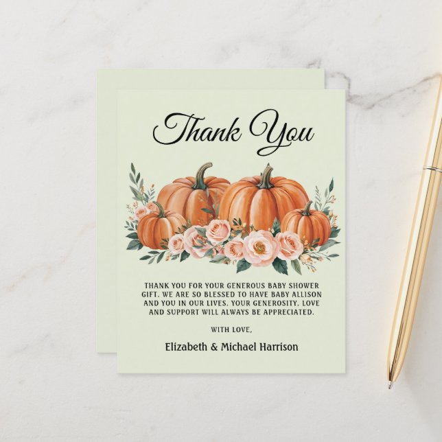 Elegante Tarjeta de agradecimiento de Baby Shower  (Anverso/Reverso In Situ)