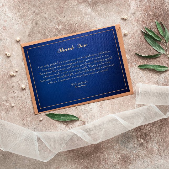 Elegante tarjeta de agradecimiento de Blue & Gold  (Subido por el creador)