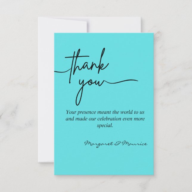 Elegante Tarjeta de agradecimiento de boda (Anverso)