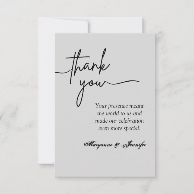 Elegante Tarjeta de agradecimiento de boda (Anverso)