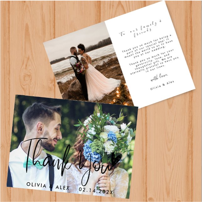 Elegante tarjeta de agradecimiento de boda (Subido por el creador)