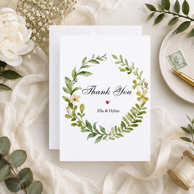 Elegante tarjeta de agradecimiento de boda botánic (Subido por el creador)