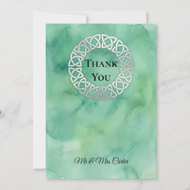 Elegante Tarjeta de Agradecimiento de Boda Celta c (Anverso)