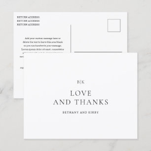 Elegante tarjeta de agradecimiento de boda clásica