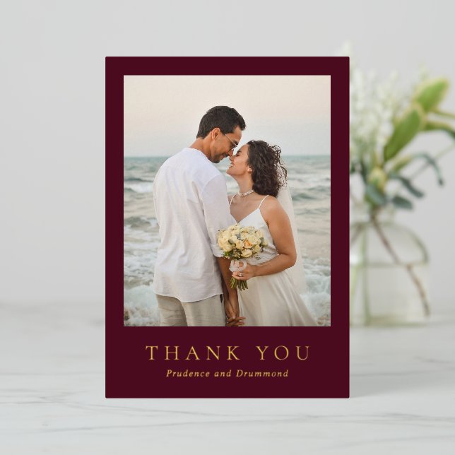 Elegante tarjeta de agradecimiento de boda clásico (Anverso de pie)