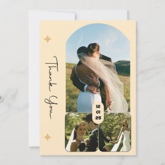 Elegante tarjeta de agradecimiento de boda con 3 f