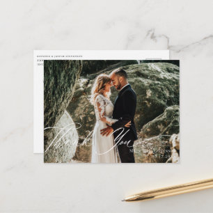 Elegante Tarjeta de Agradecimiento de Boda con Cal