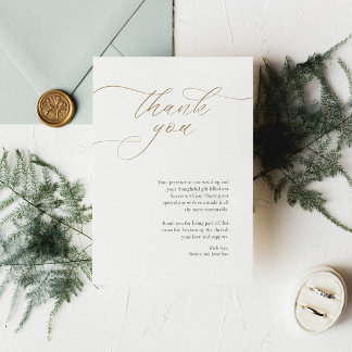 Elegante tarjeta de agradecimiento de boda con cal