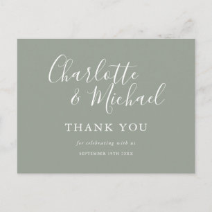Elegante tarjeta de agradecimiento de boda con fir