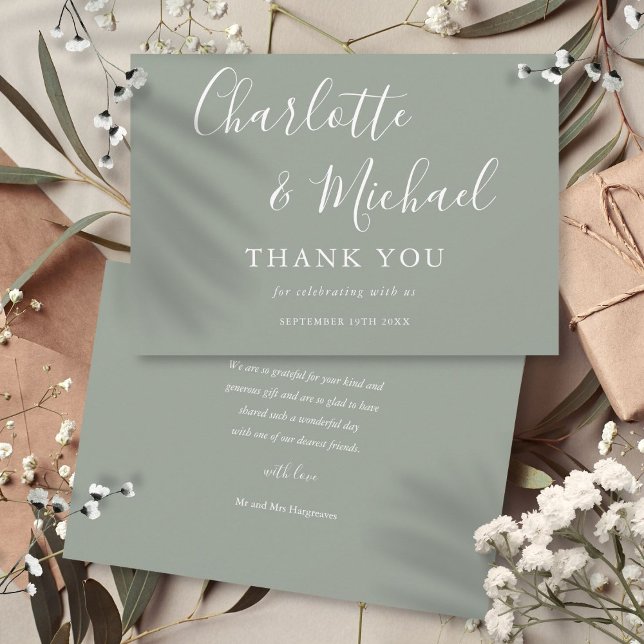 Elegante Tarjeta de Agradecimiento de Boda con Fir (Elegant Signature Wedding Thank You)