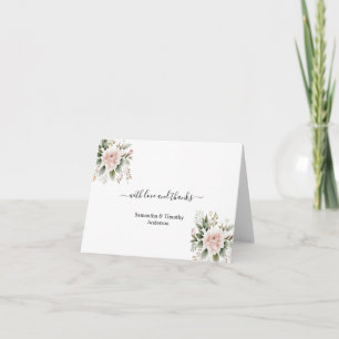Elegante Tarjeta de Agradecimiento de Boda con Flo