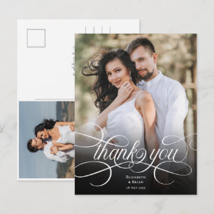 Elegante Tarjeta de Agradecimiento de Boda con Fot