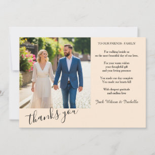 Elegante tarjeta de agradecimiento de boda con fot