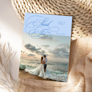 Elegante tarjeta de agradecimiento de boda con fot