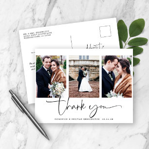 Elegante Tarjeta de Agradecimiento de Boda con Fot