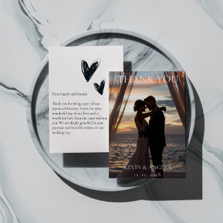 Elegante Tarjeta de Agradecimiento de Boda con Fot