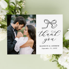 Elegante Tarjeta de Agradecimiento de Boda con Fot
