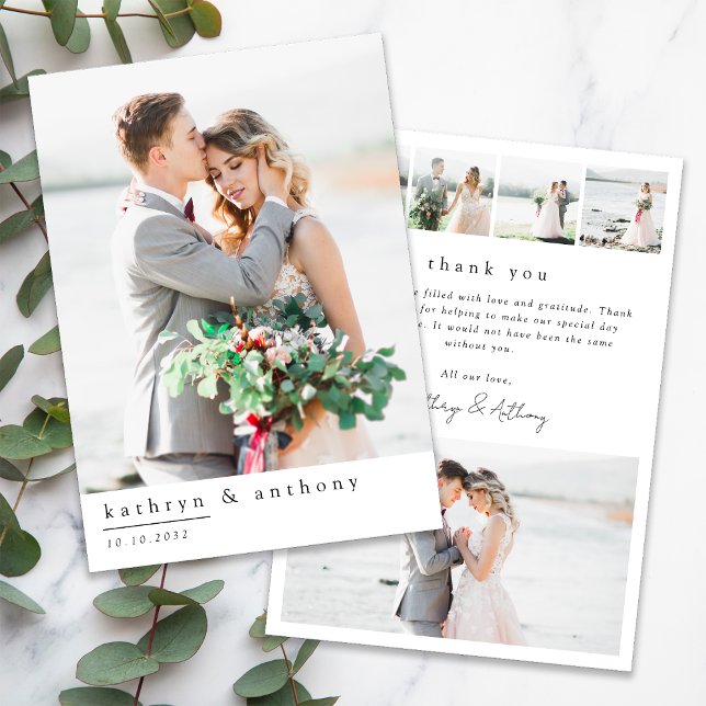Elegante tarjeta de agradecimiento de boda con fot (Subido por el creador)