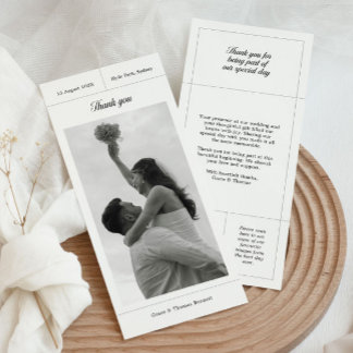 Elegante tarjeta de agradecimiento de boda con fot