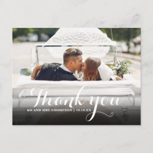 Elegante tarjeta de agradecimiento de boda con fot
