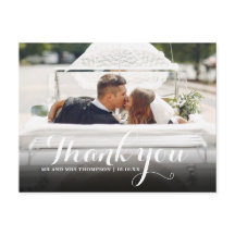 Elegante tarjeta de agradecimiento de boda con fot