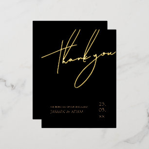 Elegante Tarjeta de Agradecimiento de Boda con Hoj