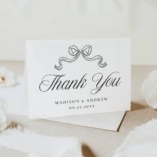 Elegante Tarjeta de Agradecimiento de Boda con Laz