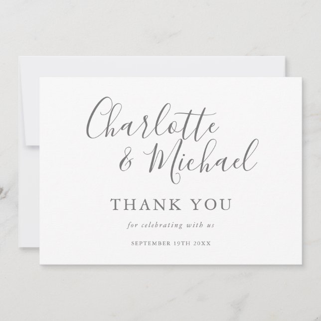 Elegante Tarjeta de Agradecimiento de Boda con Let (Anverso)