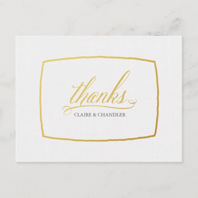 Elegante Tarjeta de Agradecimiento de Boda con Let (Anverso)