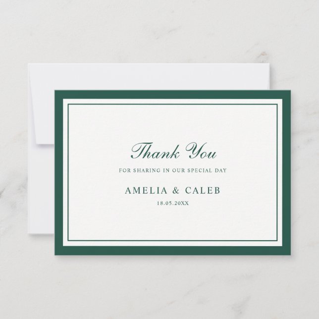 Elegante Tarjeta de Agradecimiento de Boda con Mar (Anverso)