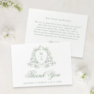 Elegante Tarjeta de Agradecimiento de Boda con Mon