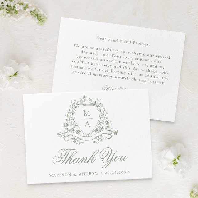 Elegante Tarjeta de Agradecimiento de Boda con Mon (Subido por el creador)