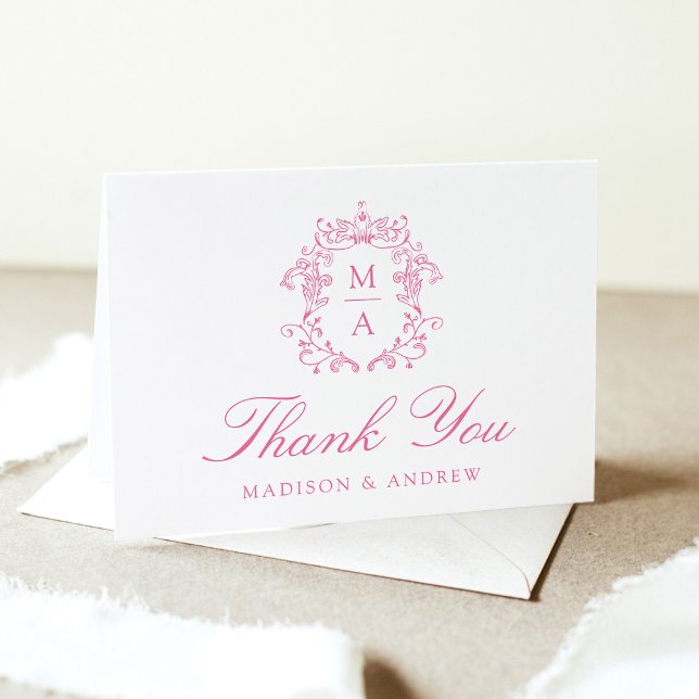 Elegante tarjeta de agradecimiento de boda con mon (Subido por el creador)