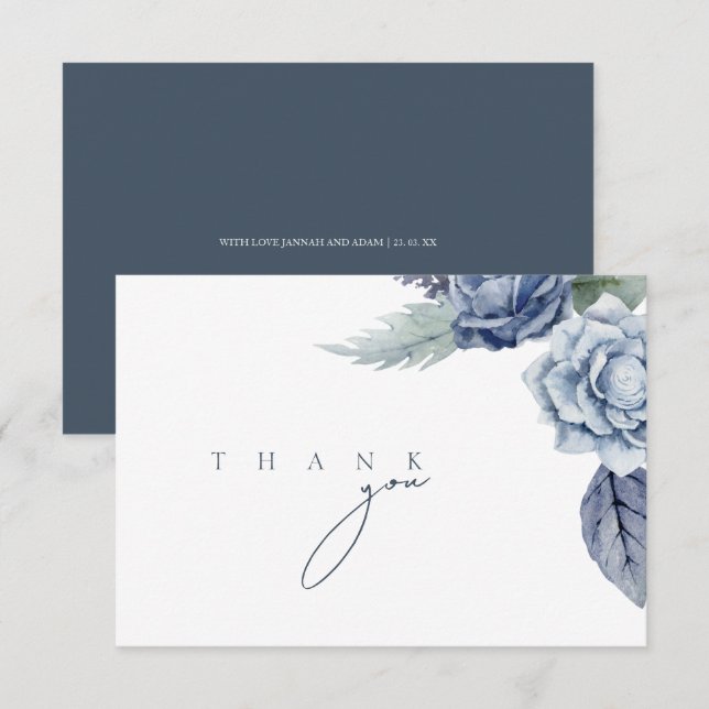 Elegante Tarjeta de Agradecimiento de Boda con Mon (Anverso / Reverso)