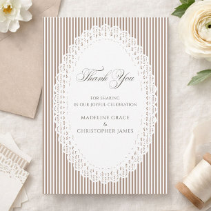 Elegante tarjeta de agradecimiento de boda con ray