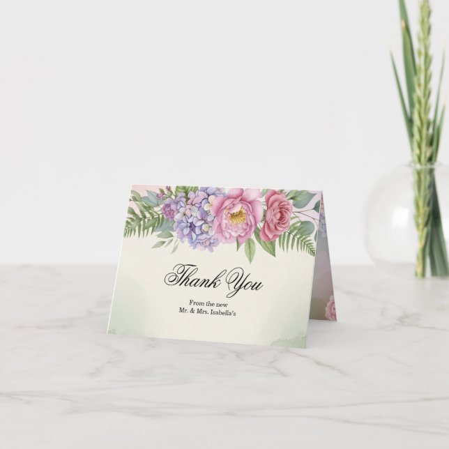 Elegante tarjeta de agradecimiento de boda de Hort (Anverso)