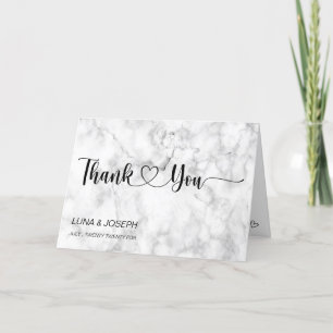 Elegante tarjeta de agradecimiento de boda de márm
