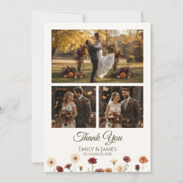 Elegante Tarjeta de agradecimiento de boda de otoñ