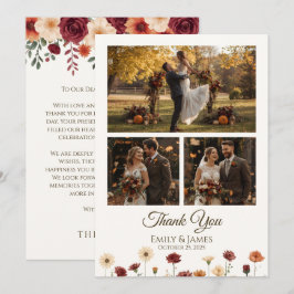 Elegante Tarjeta de agradecimiento de boda de otoñ