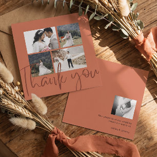 Elegante tarjeta de agradecimiento de boda de terr