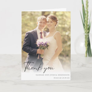 Elegante Tarjeta de Agradecimiento de Boda en Blan