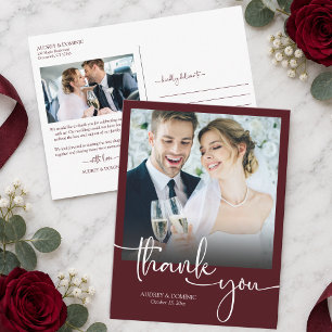Elegante tarjeta de agradecimiento de boda en burg