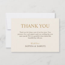 Elegante tarjeta de agradecimiento de boda en marf
