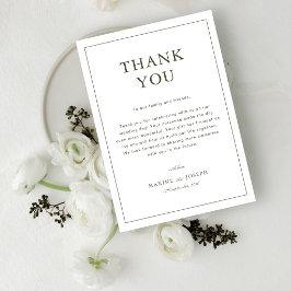 Elegante Tarjeta de Agradecimiento de Boda en Verd