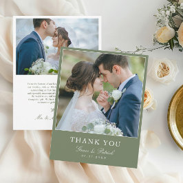 Elegante Tarjeta de Agradecimiento de Boda en Verd
