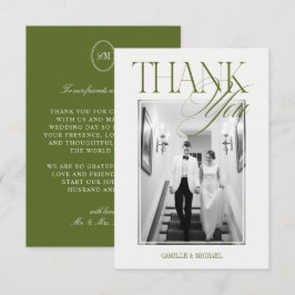 Elegante Tarjeta de Agradecimiento de Boda en Verd