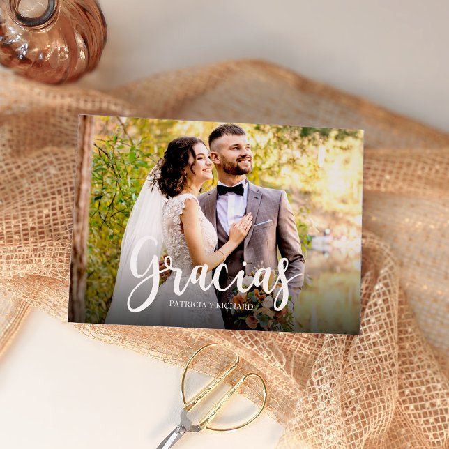 Elegante tarjeta de agradecimiento de boda español (Subido por el creador)